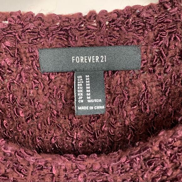 Burgundy Textured Scoop Neck Sweater Medium - Picture 7 of 7